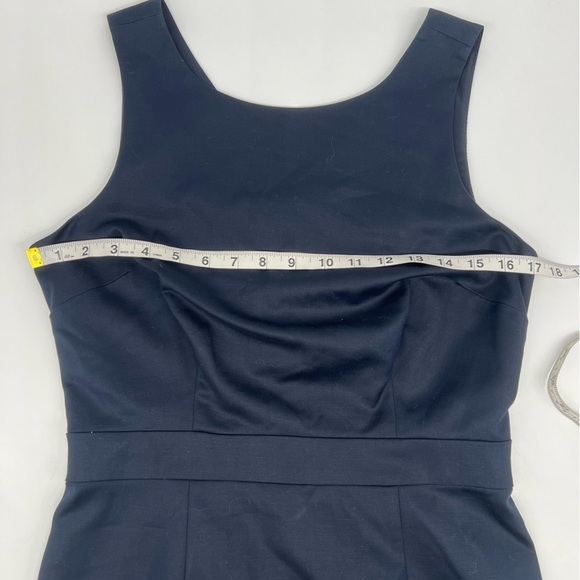 Banana Republic Navy Sleek Flounce Midi Sleeveless Shift Dress Ruffle Trim 8‎ - Picture 7 of 12